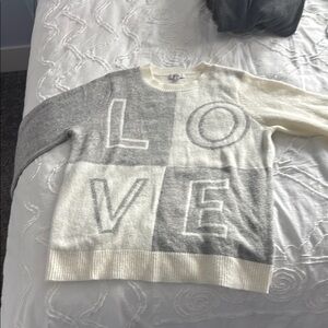 Gray and Cream LOVE Sweater